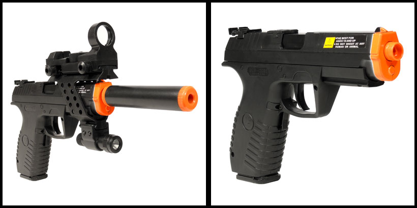 See Airsoft Pistol 2 Electric Tactical 2032A Pistol FPS-150 Blowback Airsoft Gun Package Deal (Mask and BBs)