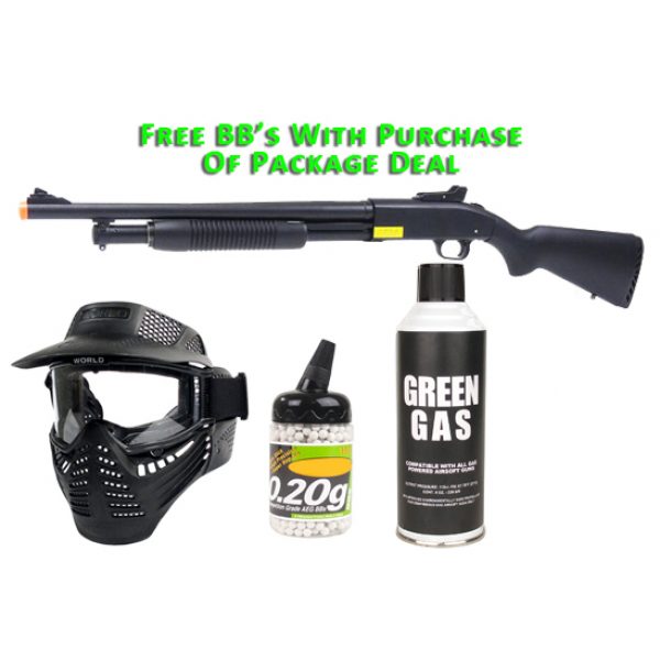 See Airsoft Pistol 1 Green Gas BE M500 5-Shot Burst FPS-590 Airsoft Gun Package Deal (Mask, Green Gas and BBs)