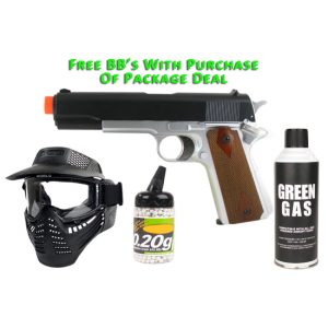See Airsoft Pistol 1 Green Gas HFC M9 121BS Pistol FPS-360 Non-Blowback Airsoft Gun Package Deal (Mask, Green Gas and BBs)