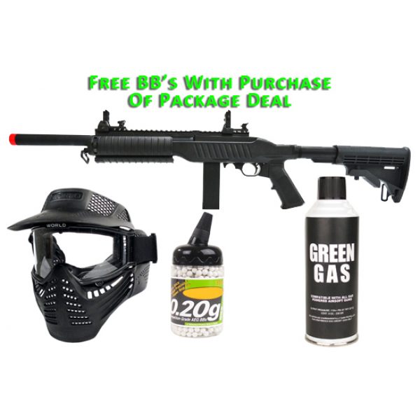 See Airsoft Pistol 1 Green Gas KJW KC-02 Carbine Rifle FPS-525 Airsoft Gun Package Deal (Mask, Green Gas and BBs)