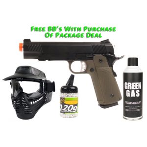See Airsoft Pistol 1 Green Gas KJW KP-05S Green Pistol FPS-415 Full Metal Blow Back Airsoft Gun Package Deal (Mask, Green Gas and BBs)
