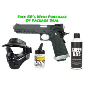 See Airsoft Pistol 1 Green Gas KJW KP-06 Pistol FPS-420 Full Metal Blow Back Airsoft Gun Package Deal (Mask, Green Gas and BBs)