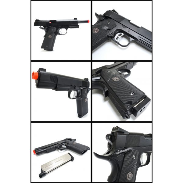 See Airsoft Pistol 2 Green Gas KJW KP-07 K1911 M.E.U Pistol FPS-375 Full Metal Blow Back Airsoft Gun Package Deal (Mask, Green Gas and BBs)