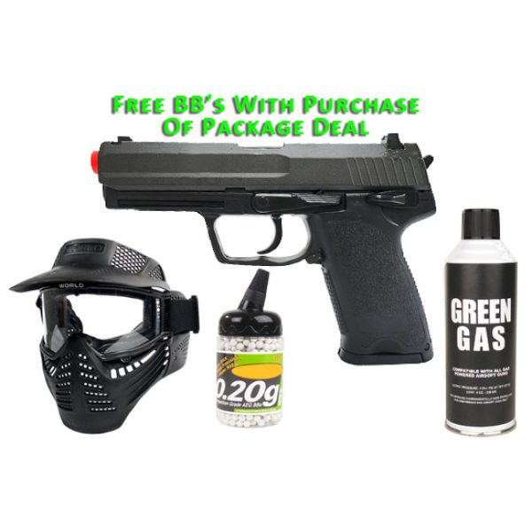 See Airsoft Pistol 1 Green Gas KJW KSP Pistol FPS-375 Blowback Airsoft Gun Package Deal (Mask, Green Gas and BBs)