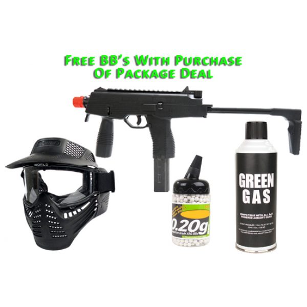 See Airsoft Pistol 1 Green Gas KWA KMP9 NS2 SMG FPS-440 Blowback Airsoft Gun Package Deal (Mask, Green Gas and BBs)