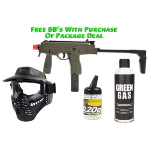 See Airsoft Pistol 1 Green Gas KWA KMP9 NS2 SMG Ranger Grey FPS-440 Blowback Airsoft Gun Package Deal (Mask, Green Gas and BBs)