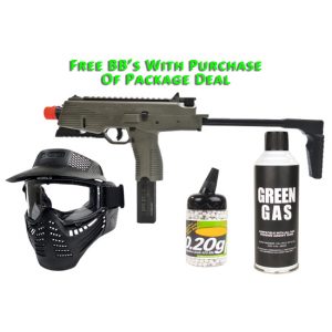 See Airsoft Pistol 1 Green Gas KWA KMP9R NS2 SMG Ranger Grey FPS-440 Blowback Airsoft Gun Package Deal (Mask, Green Gas and BBs)