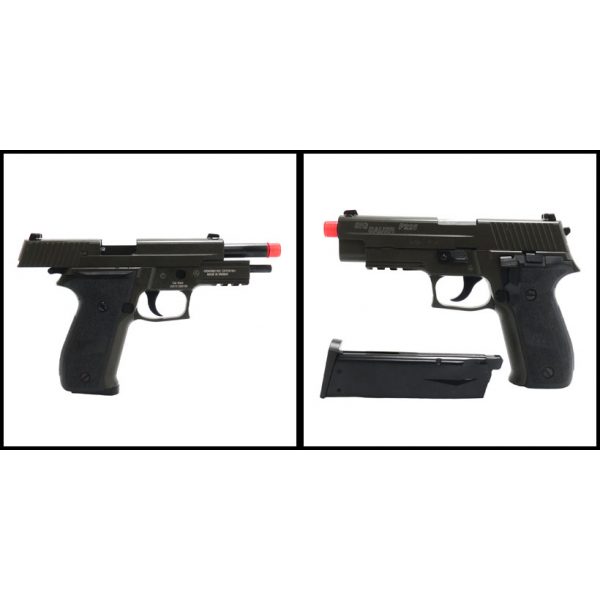 See Airsoft Pistol 2 Green Gas Sig Sauer P226 Pistol FPS-383 OD Blowback Airsoft Gun Package Deal (Mask, Green Gas and BBs)