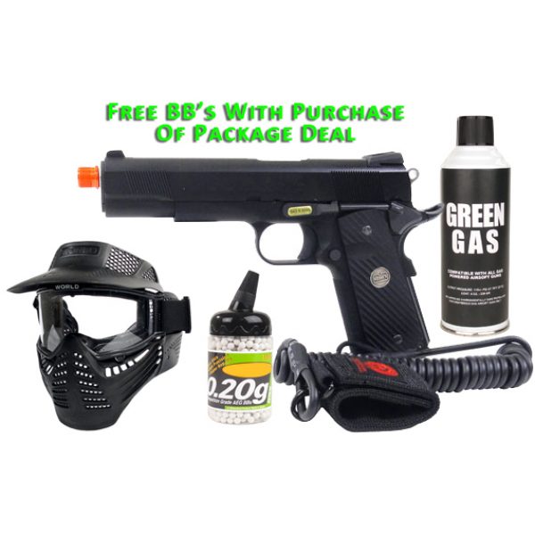 See Airsoft Pistol 1 Green Gas SOCOM Gear Novak Next Black Pistol FPS-415 Blowback Airsoft Gun Package Deal (Mask, Green Gas and BBs)