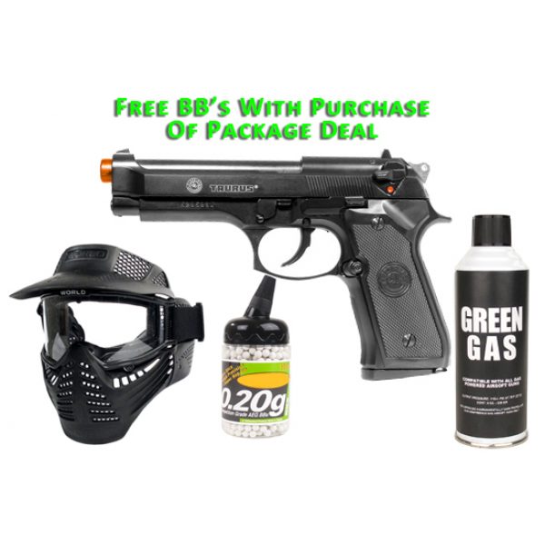 See Airsoft Pistol 1 Green Gas Taurus PT92 Premium Pistol FPS-350 Airsoft Gun Package Deal (Mask, Green Gas and BBs)