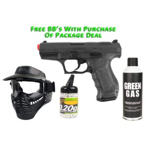 See Airsoft Pistol 1 Green Gas Walther P99 FS Pistol FPS-415 Non-Blowback Airsoft Gun Package Deal (Mask, Green Gas and BBs)