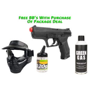 See Airsoft Pistol 1 Green Gas Walther P99 Pistol FPS-400 Blowback Airsoft Gun Package Deal (Mask, Green Gas and BBs)