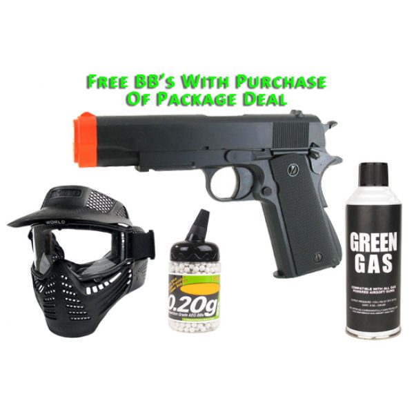 See Airsoft Pistol 1 Green Gas Y&P KP23 Pistol FPS-430 Non-Blowback Airsoft Gun Package Deal (Mask, Green Gas and BBs)