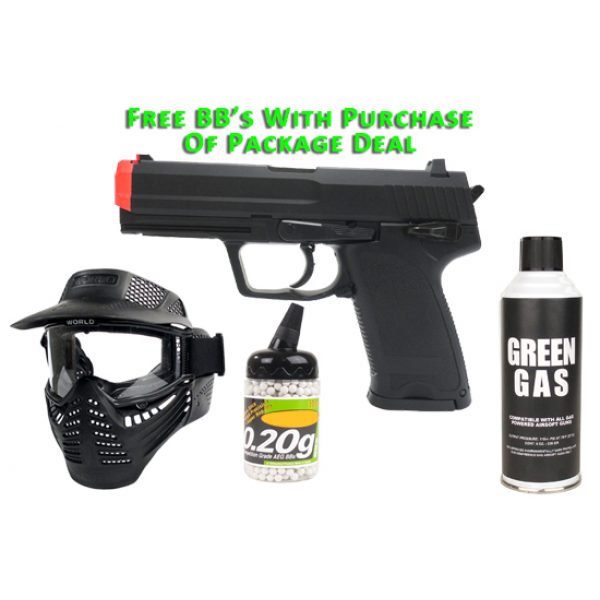 See Airsoft Pistol 1 Green Gas Y&P KP8 Pistol FPS-375 Non-Blowback Airsoft Gun Package Deal (Mask, Green Gas and BBs)