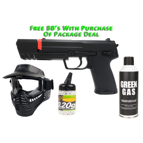 See Airsoft Pistol 1 Green Gas Y&P Tomb Raider Pistol FPS-375 Non-Blowback Airsoft Gun Package Deal (Mask, Green Gas and BBs)