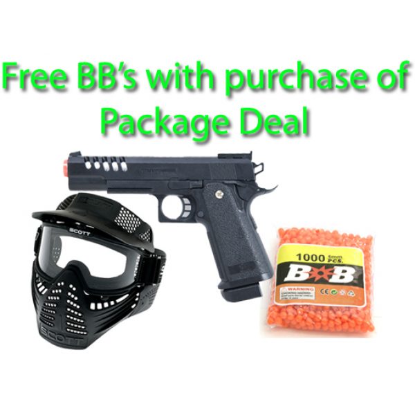 See Airsoft Pistol 1 Ported 1911 FPS-185 Spring Airsoft Pistol Package Deal (Mask and BBs)
