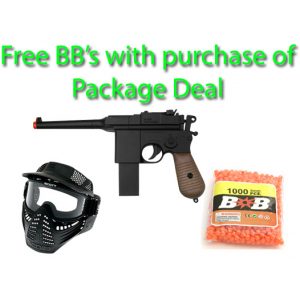 See Airsoft Pistol 1 Spring Broomhandle M1932 Starwars Han Solo Pistol FPS-150 Airsoft Gun Package Deal (Mask and BBs)