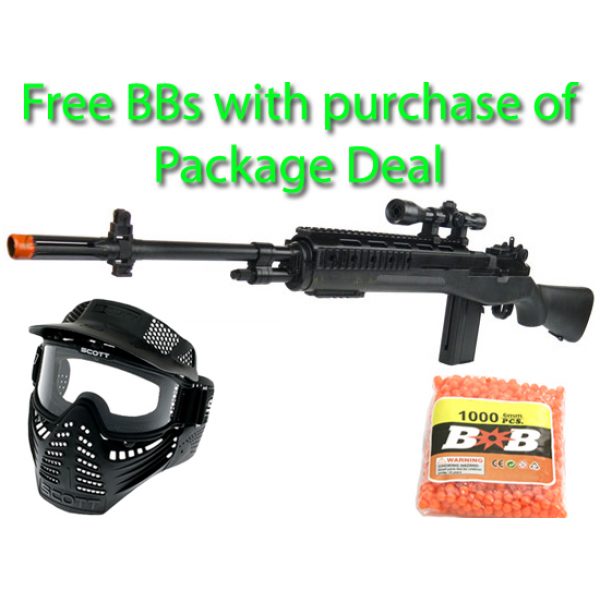 See Airsoft Rifle 1 Spring Tactical OPS M14 Sniper Rifle FPS-200 Airsoft Gun Package Deal (Mask and BBs)