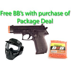 See Airsoft Pistol 1 Spring P2288A 150 FPS Airsoft Gun Package Deal (Mask and BBs)