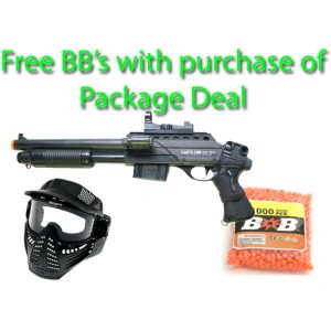 See Airsoft Pistol 1 Spring Pump Riot Shotgun Remington 870 FPS-250, Pistol Grip, Laser, Red Dot Airsoft Gun Package Deal (Mask and BBs)