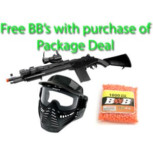 See Airsoft Rifle 1 Spring TSD M14 SOCOM M116 Series Sniper Rifle FPS-280 Airsoft Gun Package Deal (Mask and BBs)