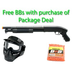 See Airsoft Pistol 1 Spring UTG M50 Pump Action Pistol Grip Shotgun FPS-470 Airsoft Gun Package Deal (Mask and BBs)