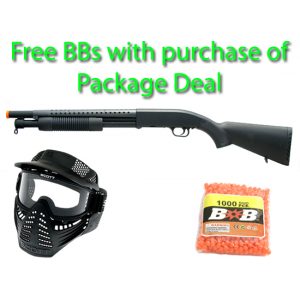 See Airsoft Pistol 1 Spring UTH M87 Pump Action Shotgun FPS-470 Airsoft Gun Package Deal (Mask and BBs)