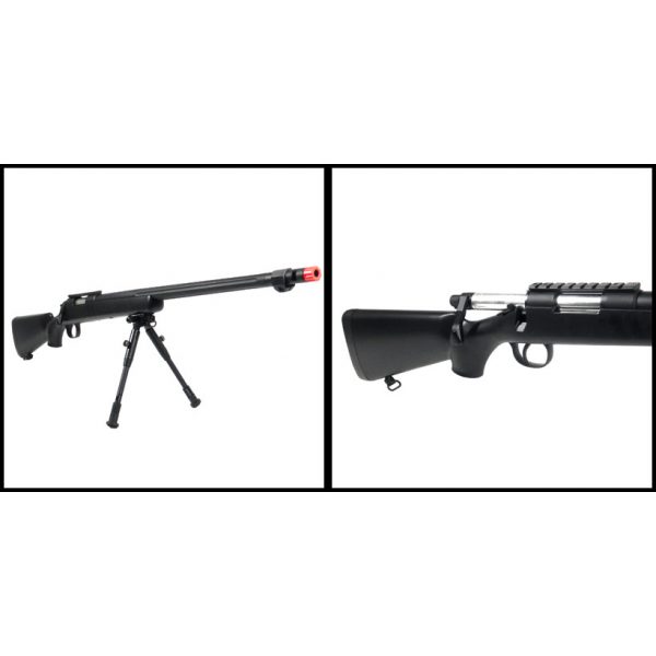 See Airsoft Rifle 2 Spring TSD Tactical SD702 Bolt Action Sniper Rifle Black FPS-590 Bipod Airsoft Gun