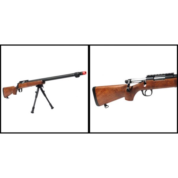 See Airsoft Rifle 2 Spring TSD Tactical SD702 Bolt Action Sniper Rifle Faux Wood FPS-590 Airsoft Gun