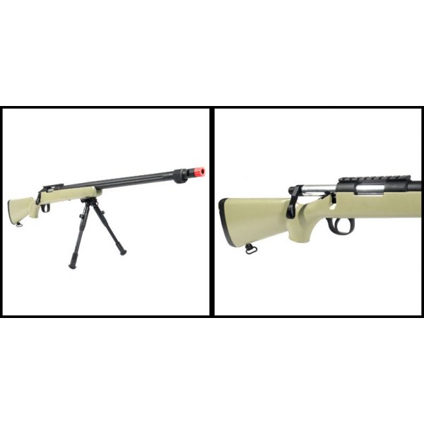 See Airsoft Rifle 2 Spring TSD Tactical SD702 Bolt Action Sniper Rifle Tan FPS-590 Airsoft Gun