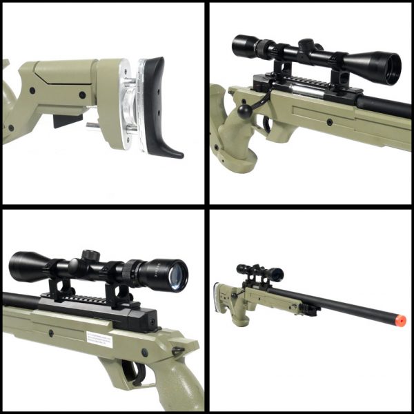 See Airsoft Rifle 2 Spring TSD Tactical SD97 Bolt Action Sniper Rifle Tan FPS-590 Airsoft Gun