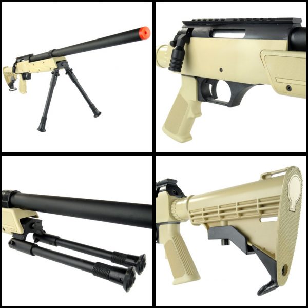 See Airsoft Rifle 2 Spring TSD Tactical SD98 Bolt Action Sniper Rifle Tan FPS-600 Airsoft Gun