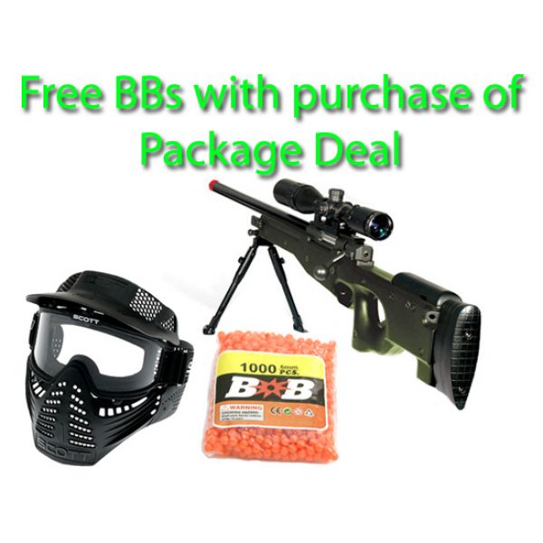 See Airsoft Rifle 1 Spring UTG Accushot Shadow Ops Sniper Rifle Olive Drab FPS-460 Airsoft Gun Package Deal (Mask and BBs)