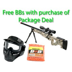 See Airsoft Rifle 1 Spring UTG L96 Shadow Ops Bolt Action Sniper Rifle Army Digital Camo FPS-460 Airsoft Gun Package Deal (Mask and BBs)
