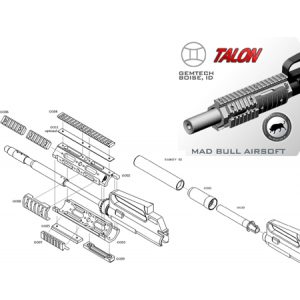 See Airsoft Accessory 1 Mad Bull Talon Rail and Barrel Extension Sysyem Airsoft Gun Accessory