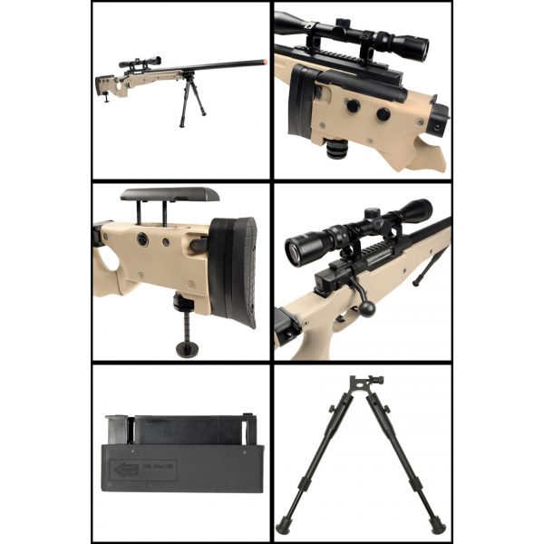 See Airsoft Rifle 2 Spring WELL MB08D L96 Bolt Action Sniper Rifle Tan FPS-470 Airsoft Gun