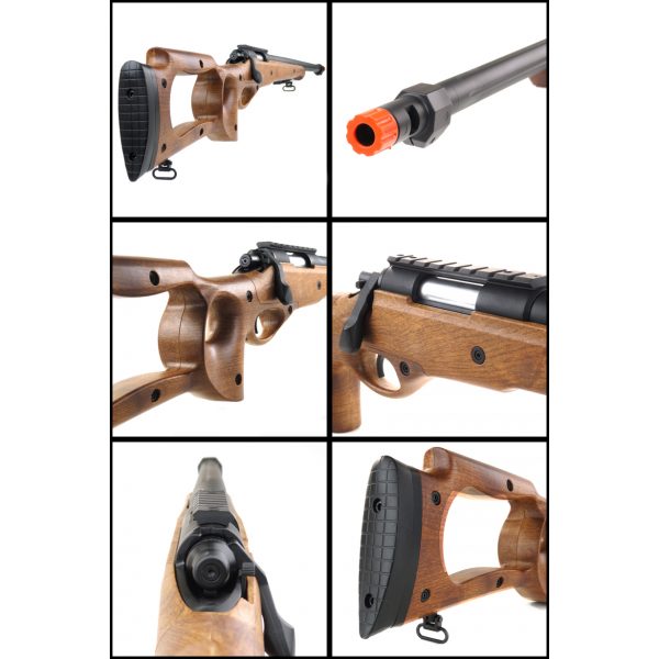 See Airsoft Rifle 2 Spring Well MB10AW Bolt Action Sniper Rifle Faux Wood FPS-520 Airsoft Gun