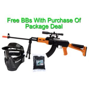 See Airsoft Rifle 1 Warrior AK-47 Airsoft Spring Sniper Rifle Package Deal (Mask and BBs)