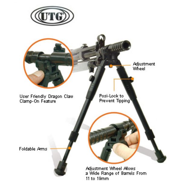 See Airsoft Accessory 1 UTG Deluxe Foldable Clamp-On Bipod Airsoft Gun Accessory