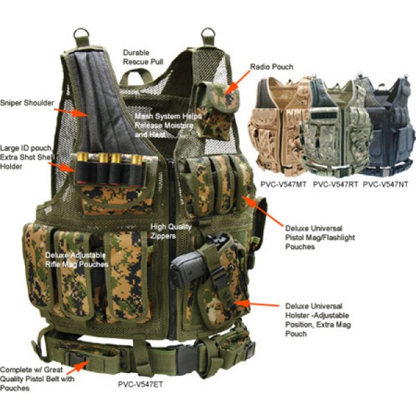 See Airsoft Accessory 1 UTG Deluxe Tactical Vest Airsoft Gun Accessory - Army Universal Digital Pattern