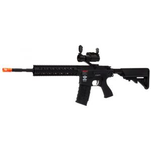 See Airsoft Rifle 1 Electric G&G CM16 R8-L Black Airsoft Rifle FPS-450 Combo with G-11-056 Red Dot Scope