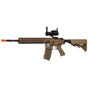 See Airsoft Rifle 1 Electric G&G CM16 R8-L Desert Tan Airsoft Rifle FPS-450 Combo with G-11-056 Red Dot Scope