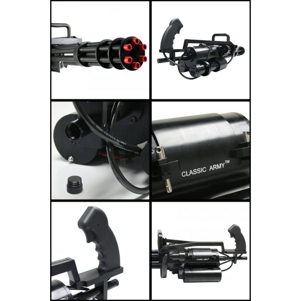See Airsoft Rifle 2 Classic Army Vulcan M134-A2 Minigun Co2 Full Metal, Gatling Style, FPS-550 6 Barrel Airsoft Gun
