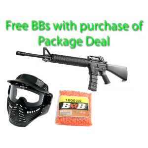 See Airsoft Rifle 1 AEG Electric G&G GR16 A2 Plastic M4 Assault Rifle Airsoft Gun Package Deal (Mask and BBs)