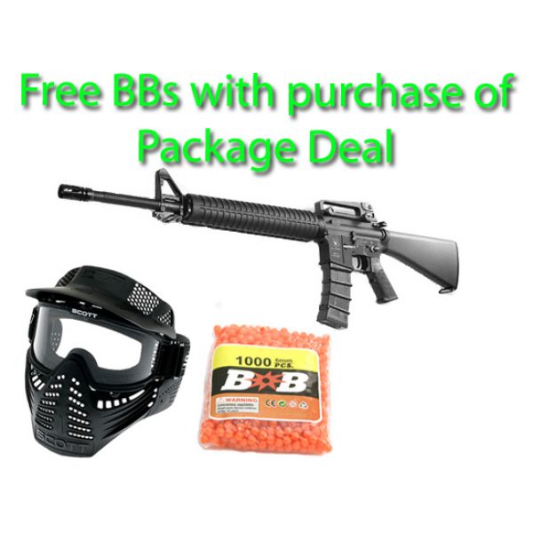 See Airsoft Rifle 1 AEG Electric G&G GR16 A2 Plastic M4 Assault Rifle Airsoft Gun Package Deal (Mask and BBs)