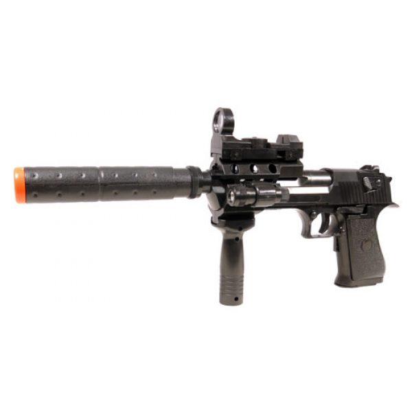 See Airsoft Pistol 1 Electric Full Auto Tactical 2018A Pistol FPS-150 Blowback, Silencer, Fore Grip, Flashlight, Red Dot Scope Airsoft Gun