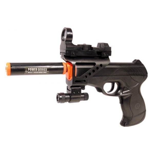 See Airsoft Pistol 1 Electric Full Auto Tactical 2027A James Bond Pistol FPS-150 Blowback, Silencer, Flashlight, Red Dot Scope Airsoft Gun