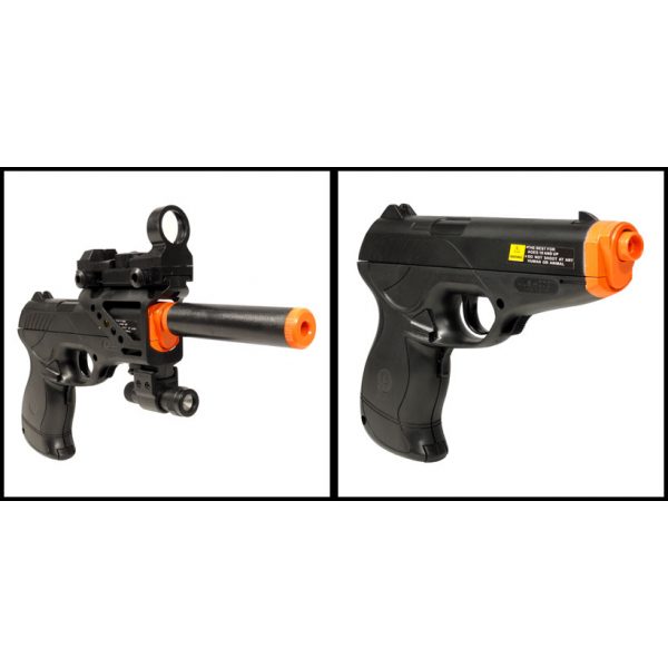 See Airsoft Pistol 2 Electric Full Auto Tactical 2027A James Bond Pistol FPS-150 Blowback, Silencer, Flashlight, Red Dot Scope Airsoft Gun