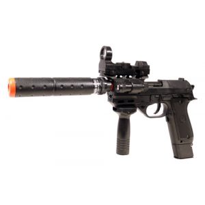 See Airsoft Pistol 1 Electric Full Auto Tactical 2029A Pistol FPS-150 Blowback, Silencer, Flashlight, Fore Grip Airsoft Gun
