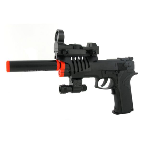 See Airsoft Pistol 1 Electric Full Auto Tactical Model 2023A Pistol FPS-150, Silencer, Red Dot Scope, Flashlight, Blowback Airsoft Gun